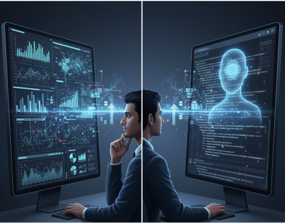 An AI co-pilot assisting a data analyst with SQL queries and data visualization.