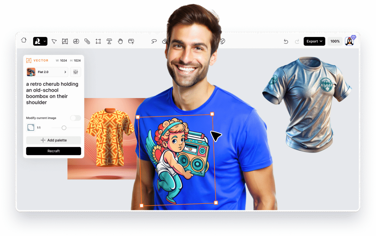 Example prompt builder interface for T-shirt design | Midjourney prompt builder