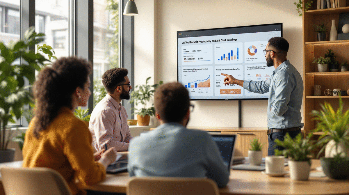 Entrepreneur using AI assistant| AI tools for small business productivity