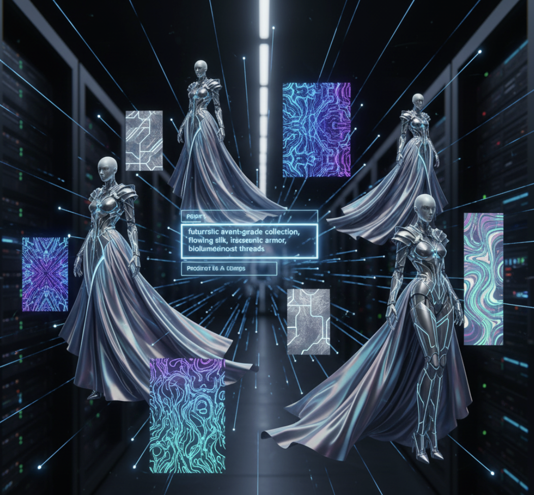 AIassisted fashion design sketches and trend forecasting visuals