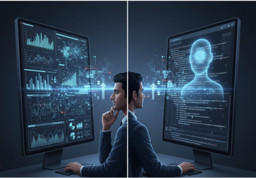 An AI co-pilot assisting a data analyst with SQL queries and data visualization.