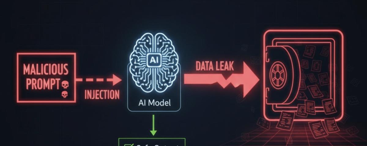 Diagram illustrating the flow of a prompt injection attack leading to a data leak