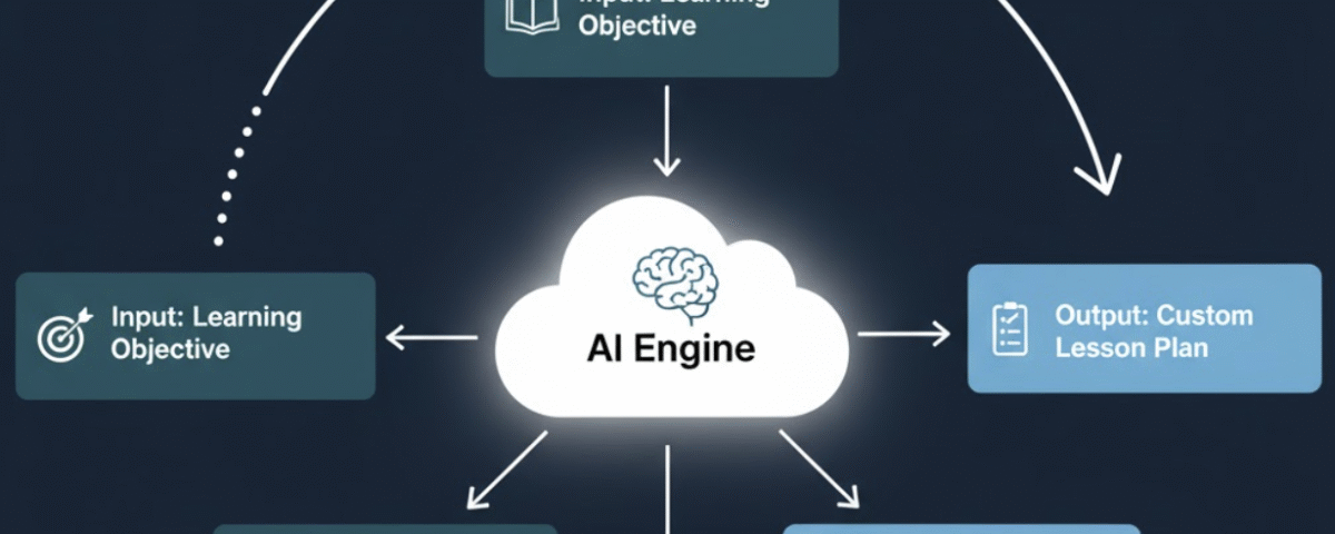 Diagram of the AI workflow for teachers, from input to output