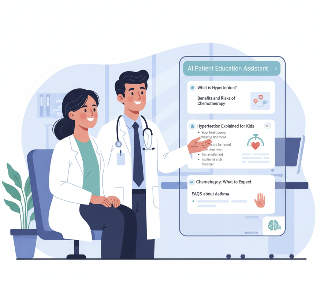Doctor using AI-generated patient education materials