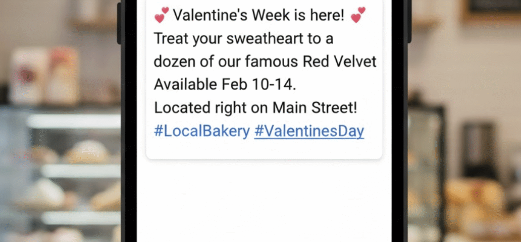 Example of an AI-generated Google Business Post for a bakery promotion.