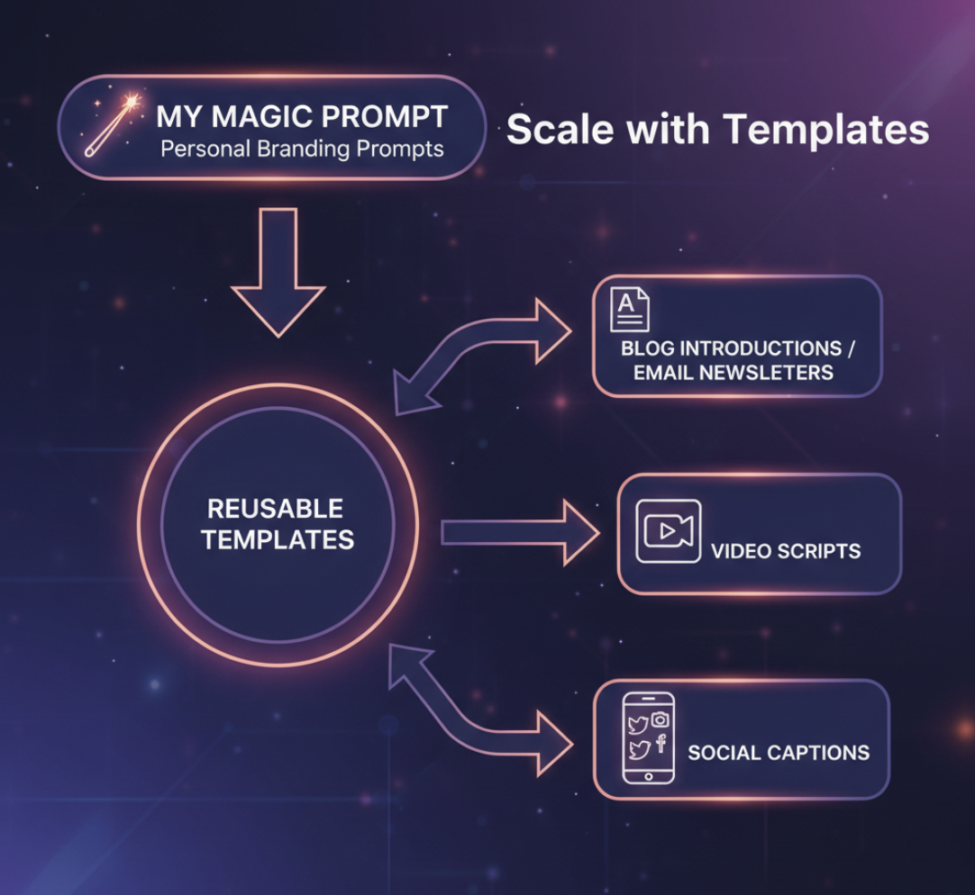 Example prompt flowchart for AI personal branding content creation