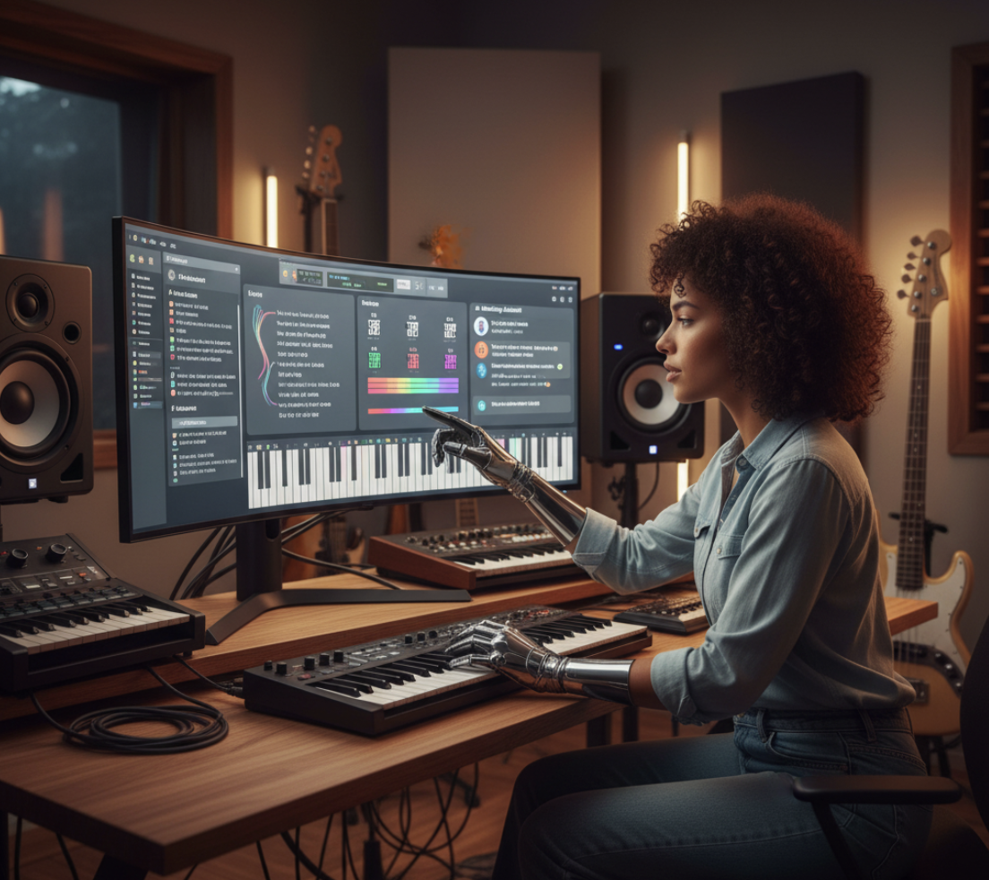 Flowchart of music creation process enhanced by AI prompts