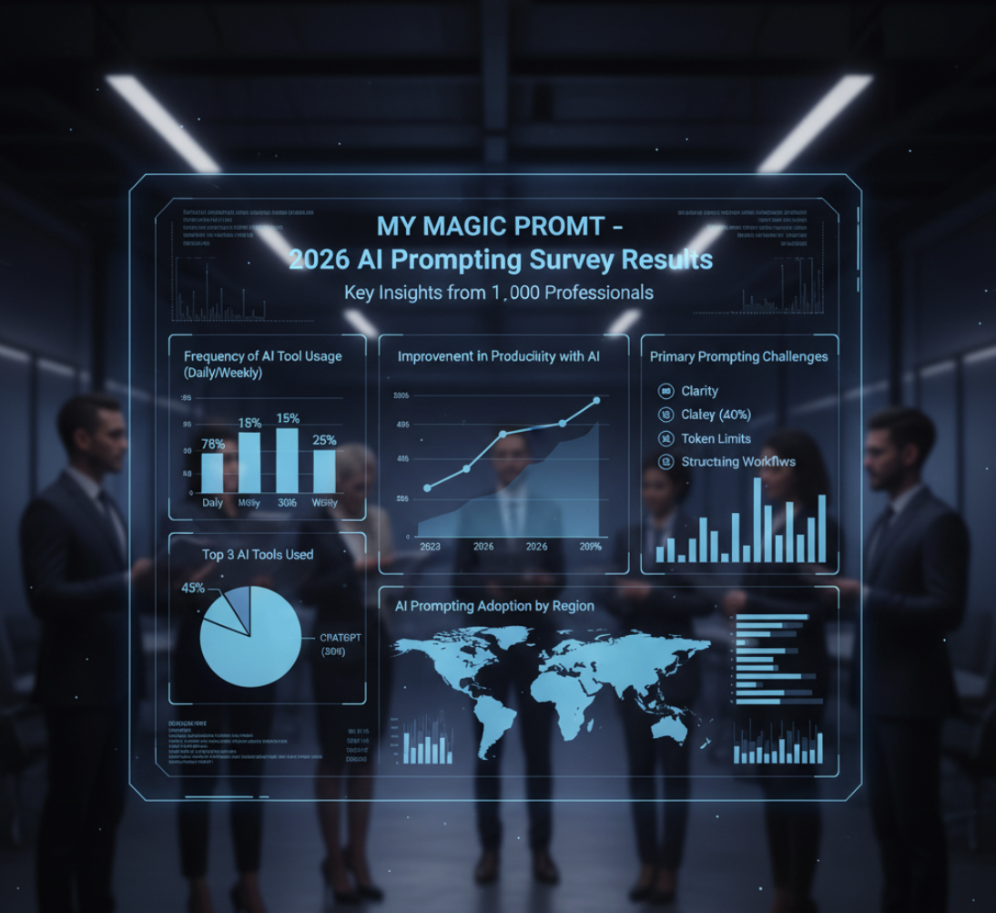 Survey results dashboard showing AI prompting usage statistics