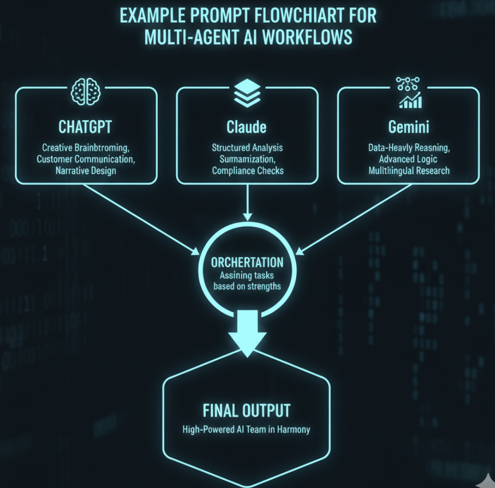 example prompt flowchart for multi-agent AI workflows