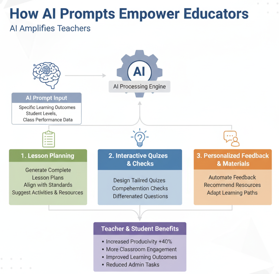 Sample AI workflow for teachers generating lesson plans and quizzes