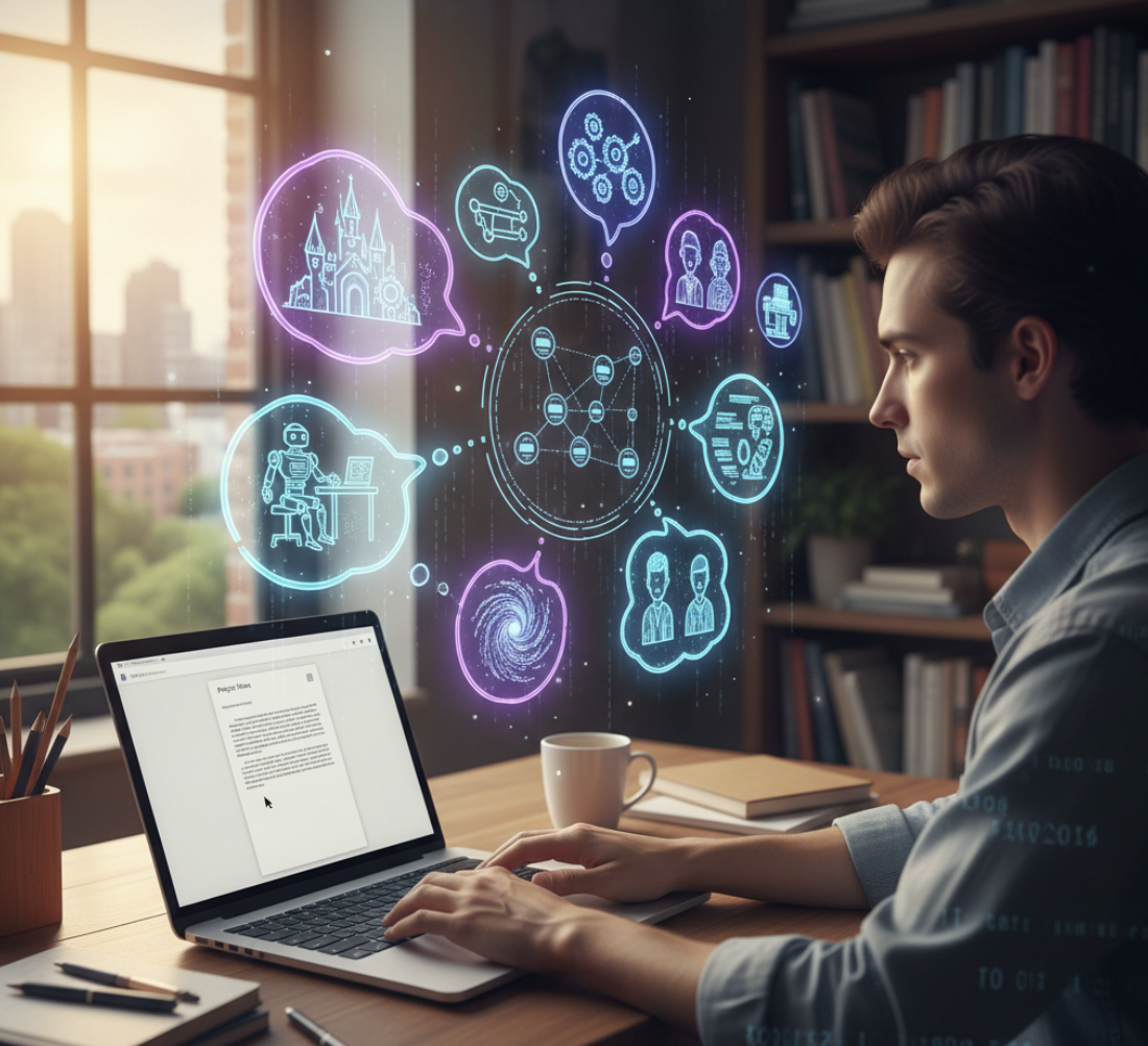 AI-assisted creative writing workspace