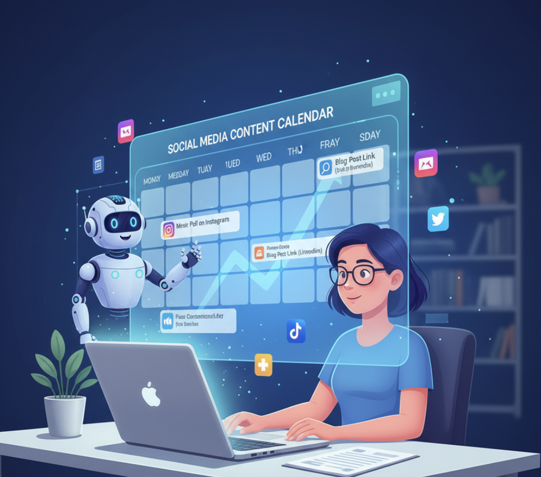 AI-assisted social media content calendar planning interface