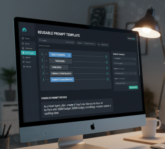 ChatGPT prompt template UI with reusable variables