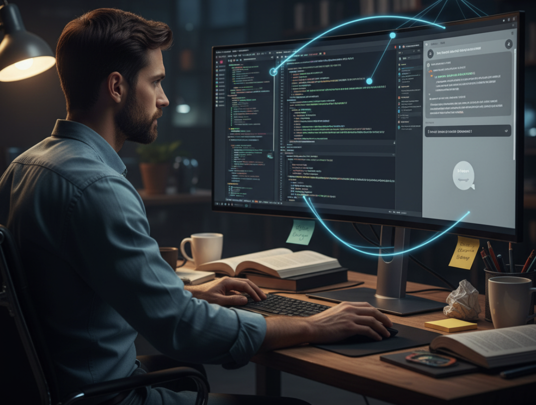 developer debugging code using ChatGPT interface